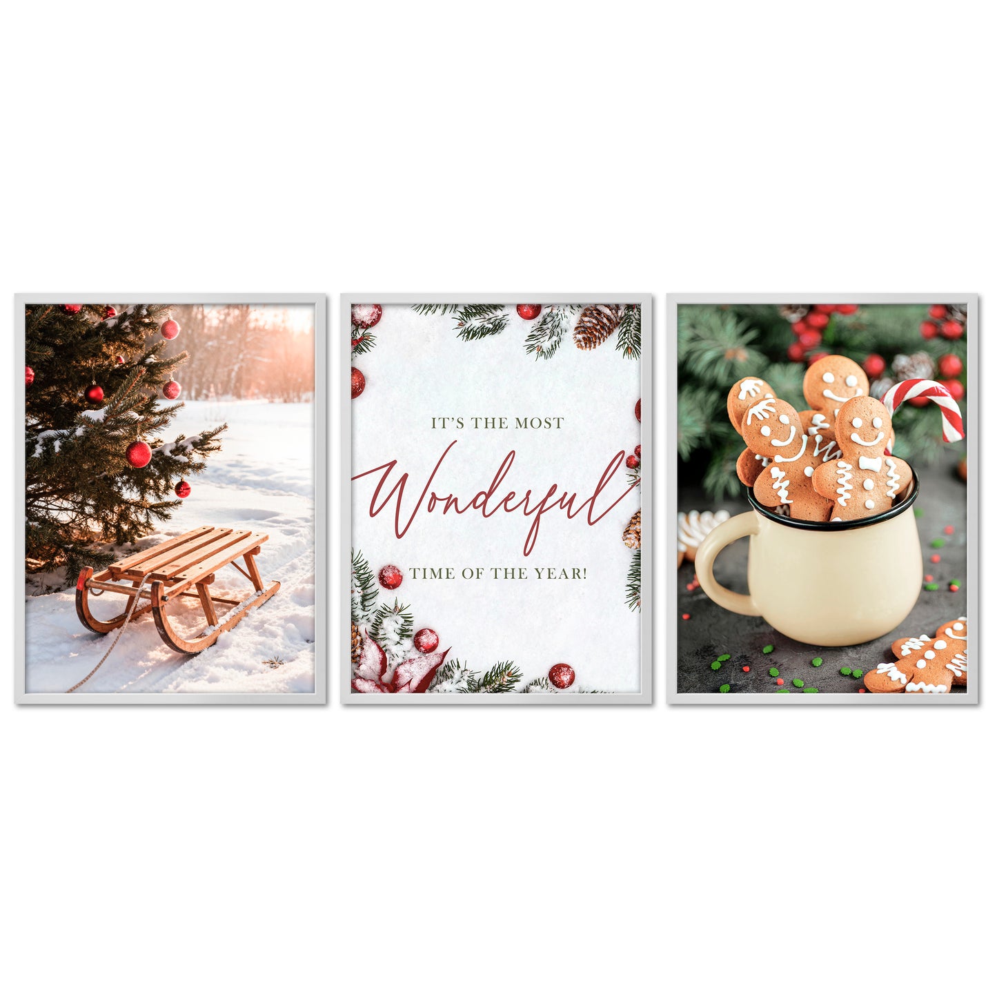 Poster Set - Christmas Trio 2 - 3 Deko Wandbilder Weihnachten Schnee Winter