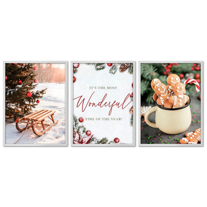Poster Set - Christmas Trio 2 - 3 Deko Wandbilder Weihnachten Schnee Winter
