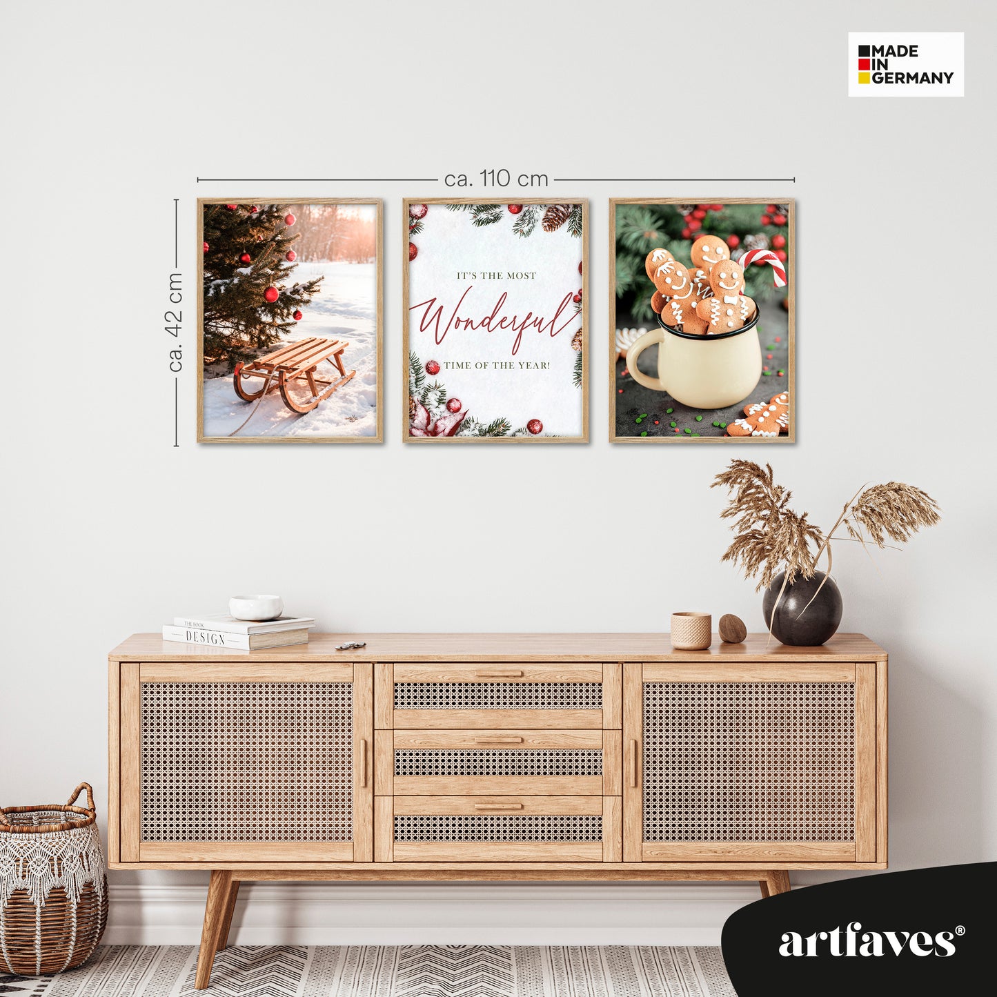 Poster Set - Christmas Trio 2 - 3 Deko Wandbilder Weihnachten Schnee Winter