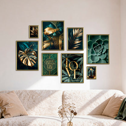 Poster Set Gold Plant Harmony I mehrteilige Bilderwand I Wandbilder Pflanzen