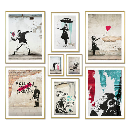 Poster Set - BANKSY STREET ART I Decorative Wall Art Urban Graffiti