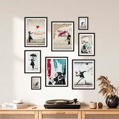 Poster Set - BANKSY STREET ART I Decorative Wall Art Urban Graffiti