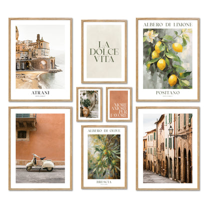 Poster Set - LA DOLCE VITA ITALY - Deko Wandbilder italien, Städte, toskana