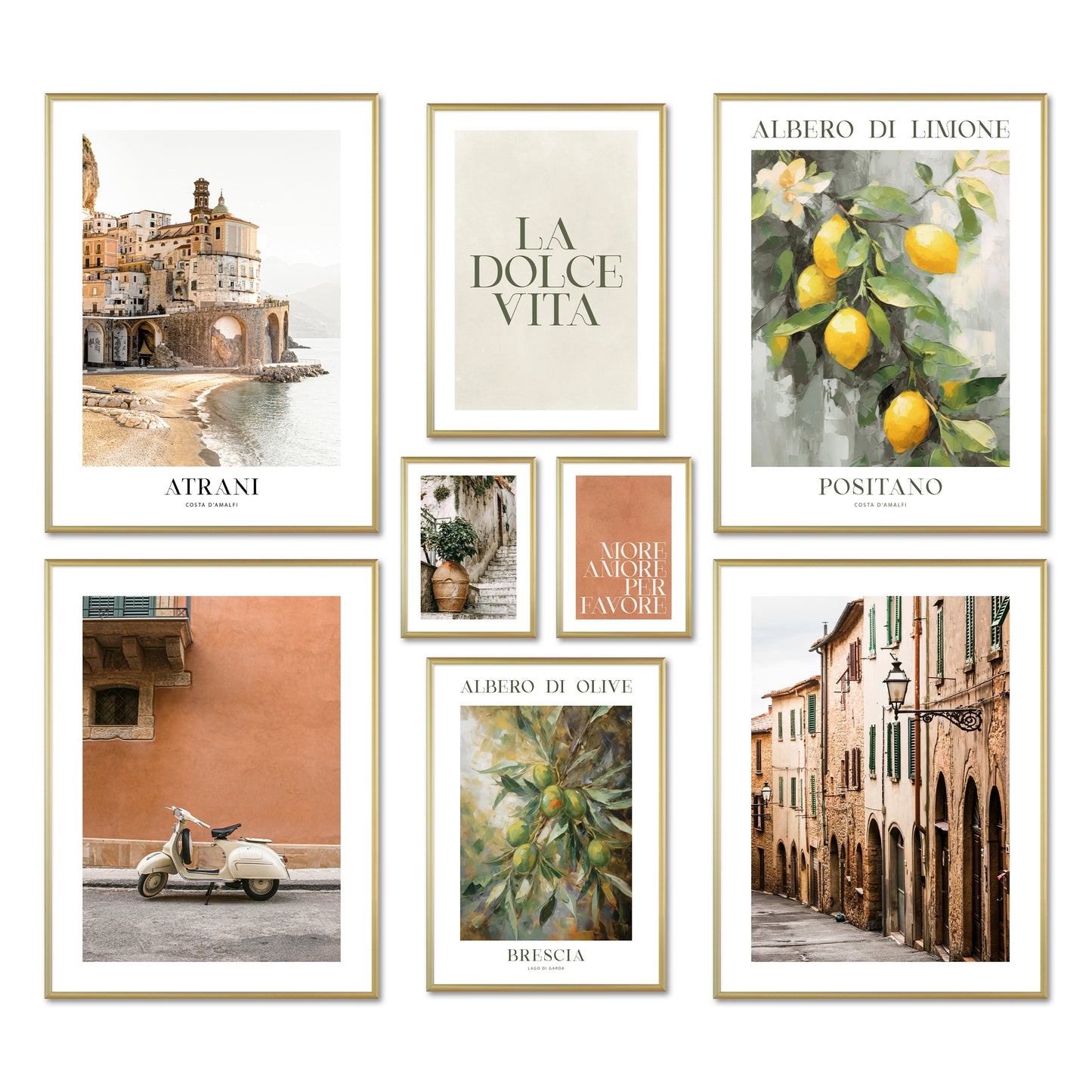 Poster Set - LA DOLCE VITA ITALY - Deko Wandbilder italien, Städte, toskana