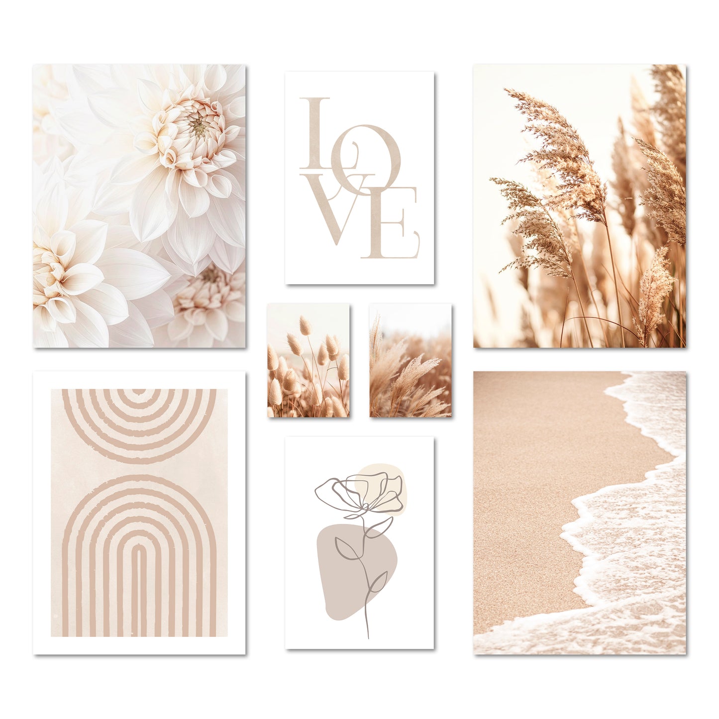 Poster Set - BEIGE SOFTNESS I Boho Deco Wall Art Abstract