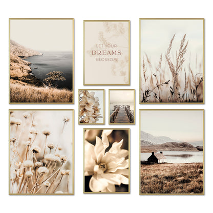 Poster Set - BEIGE VINTAGE NATURE - Deko Wandbilder beige, boho, landschaft, meer, natur, vintage