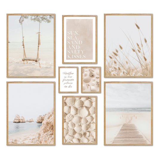 Poster Set - DREAMY BEACH - Deko Wandbilder beige, boho, meer, natur