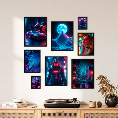 Poster Set Cyberpunk I mehrteilige Bilderwand I Wandbilder Gamer