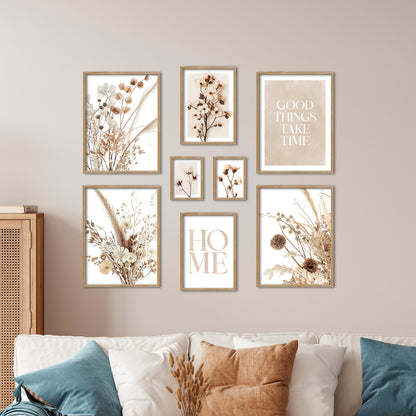 Poster Set Beige Dried Flowers I mehrteilige Bilderwand I Wandbilder Trockenblumen