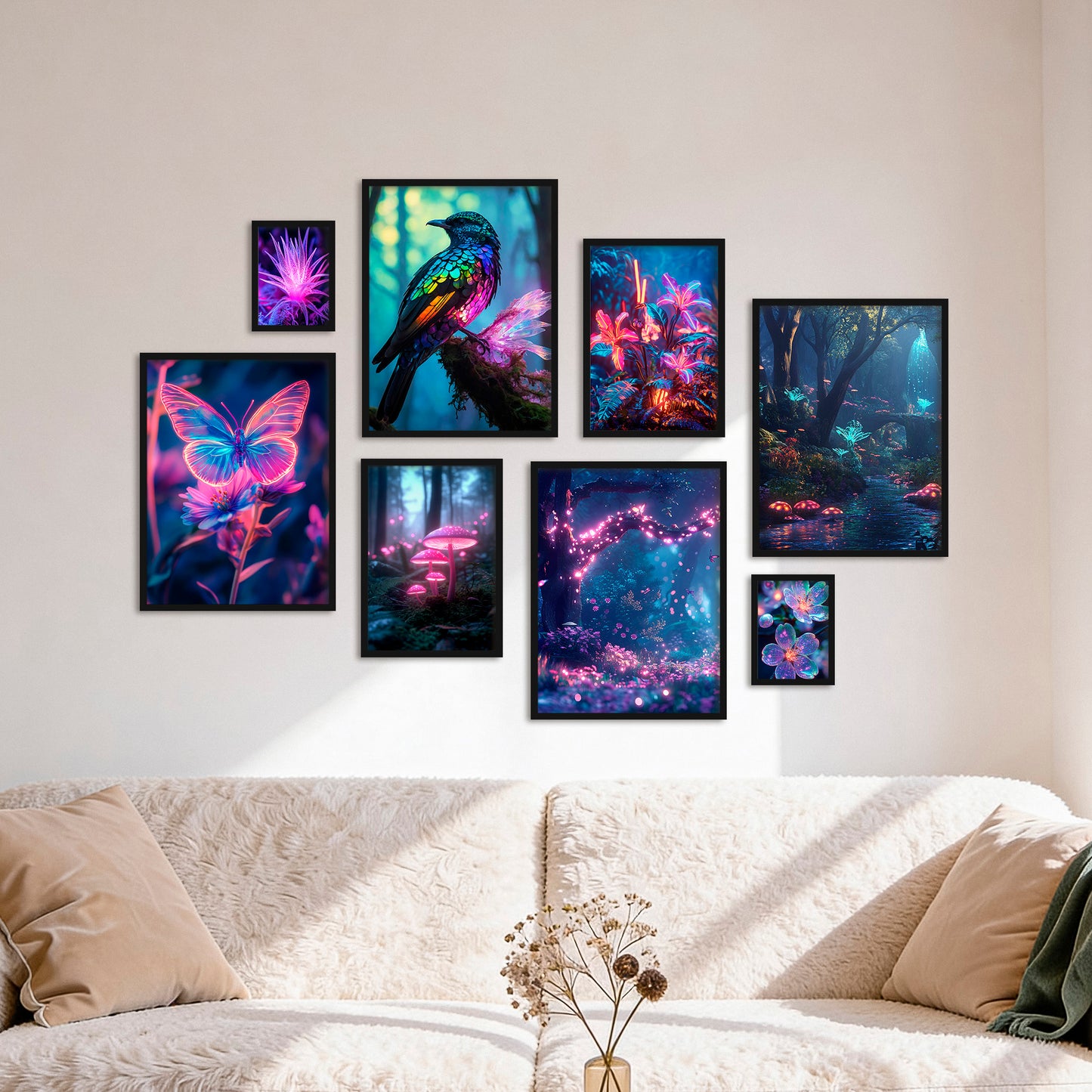 Poster Set Futuristic Neon Forest I mehrteilige Bilderwand I Wandbilder Gamer