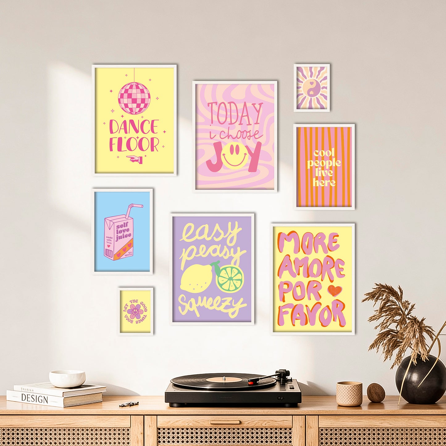 Poster Set Fancy Dopamine Art I mehrteilige Bilderwand I Wandbilder Abstrakte-Kunst