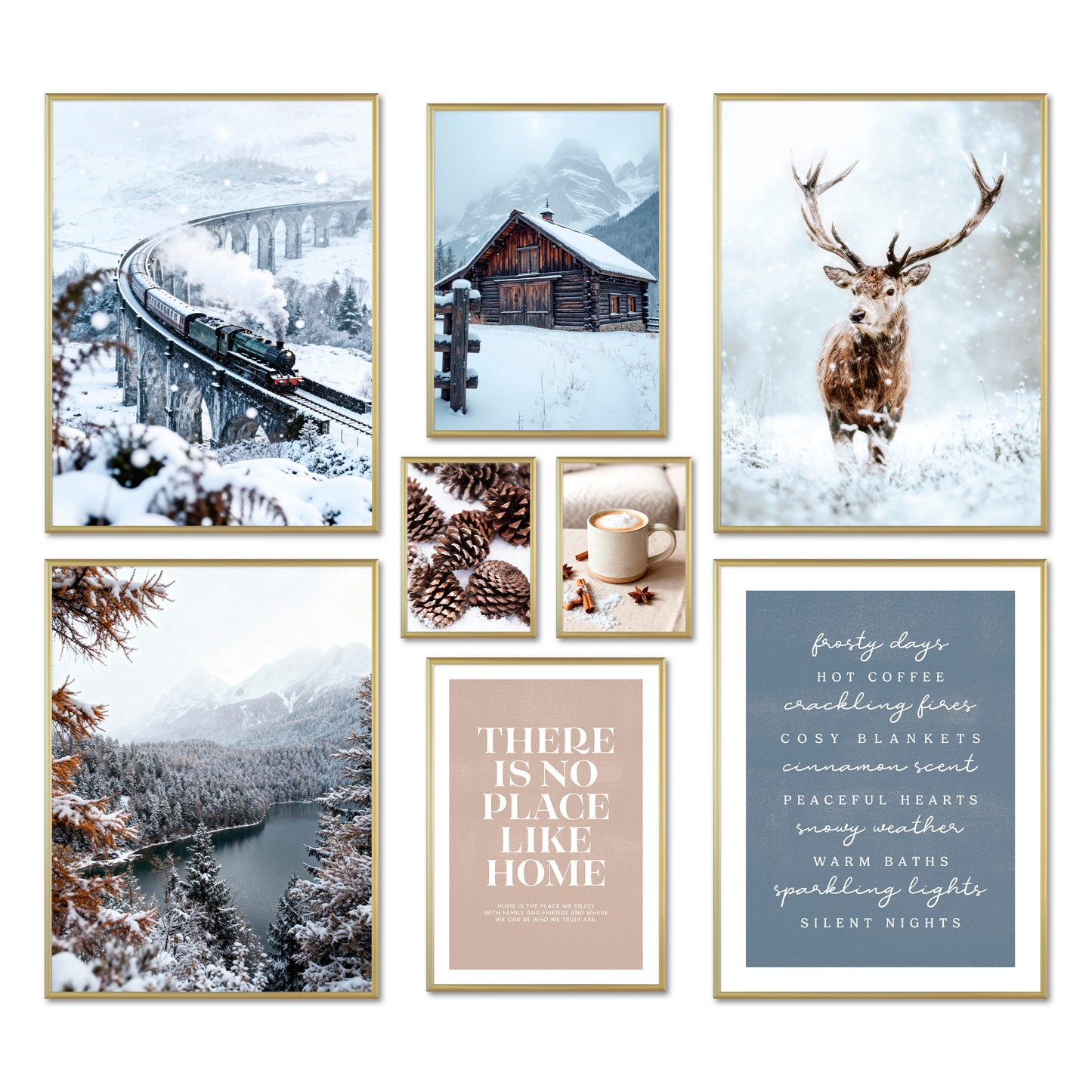 Poster Set - WINTER DREAMS - Deko Wandbilder - Winter Landschaft Natur Schnee