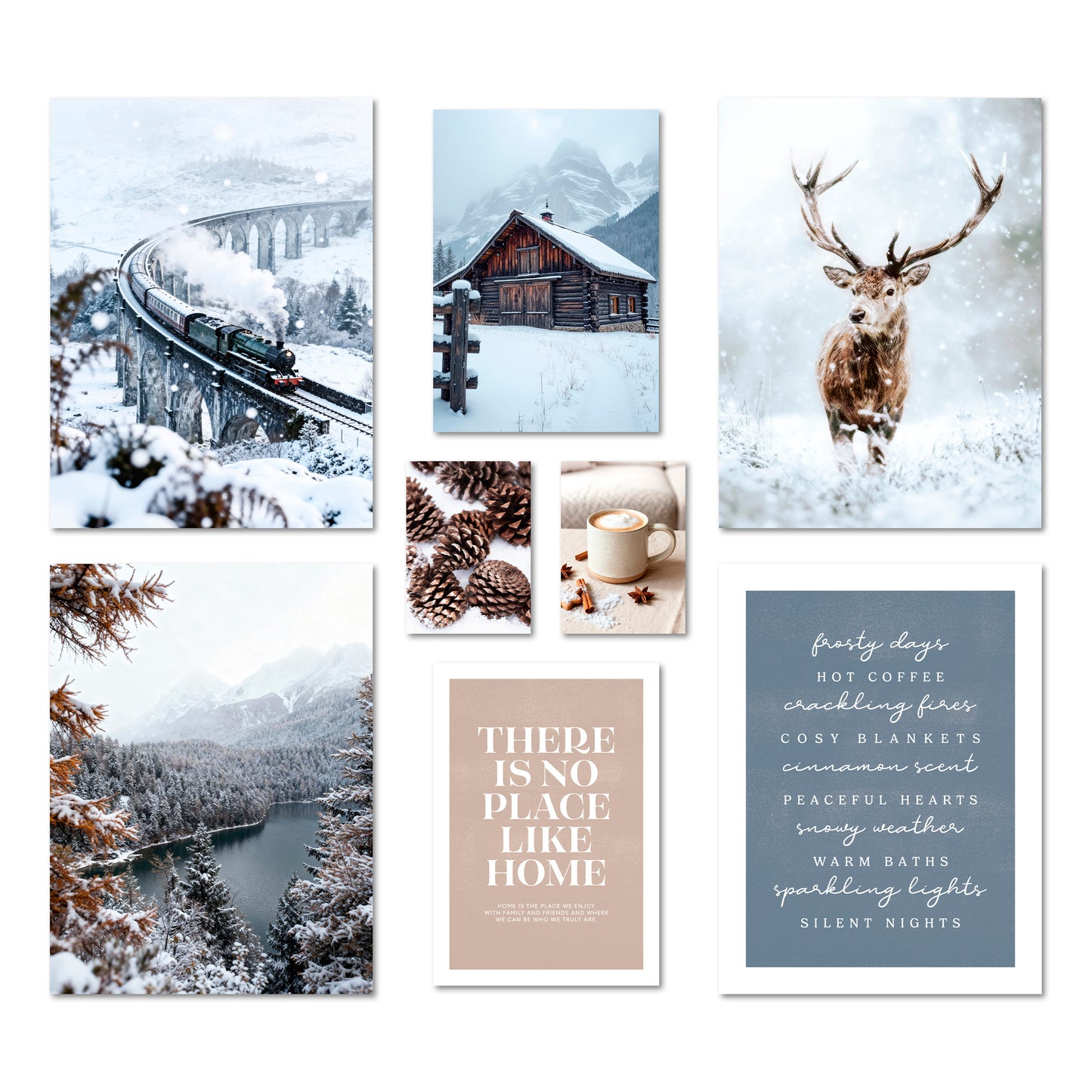 Poster Set - WINTER DREAMS - Deko Wandbilder - Winter Landschaft Natur Schnee