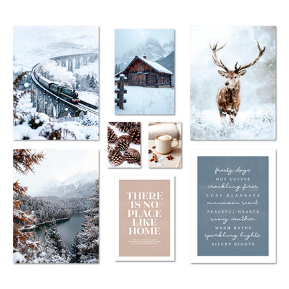 Poster Set - WINTER DREAMS - Deko Wandbilder - Winter Landschaft Natur Schnee