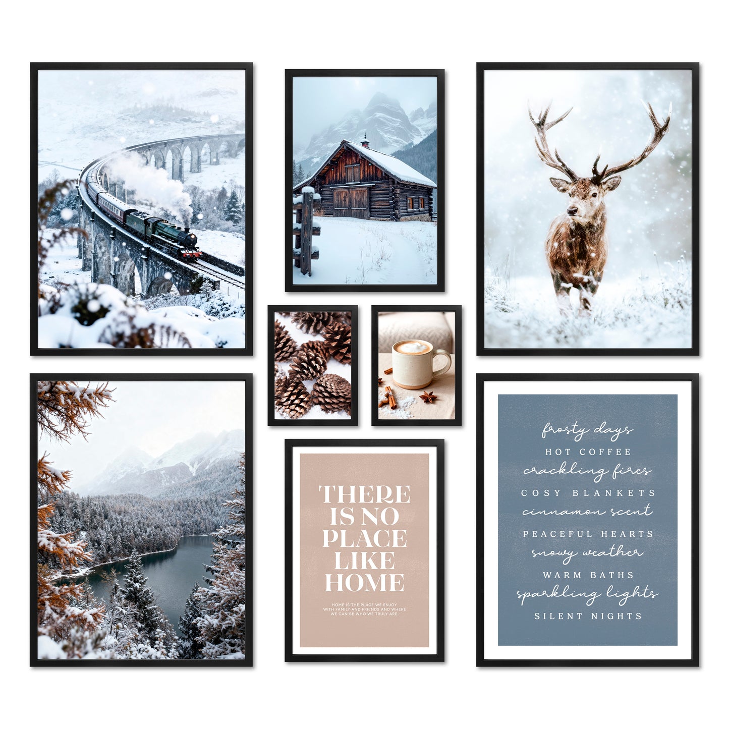 Poster Set - WINTER DREAMS - Deko Wandbilder - Winter Landschaft Natur Schnee