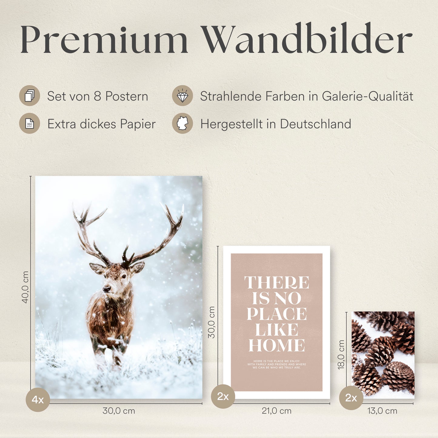 Poster Set - WINTER DREAMS - Deko Wandbilder - Winter Landschaft Natur Schnee