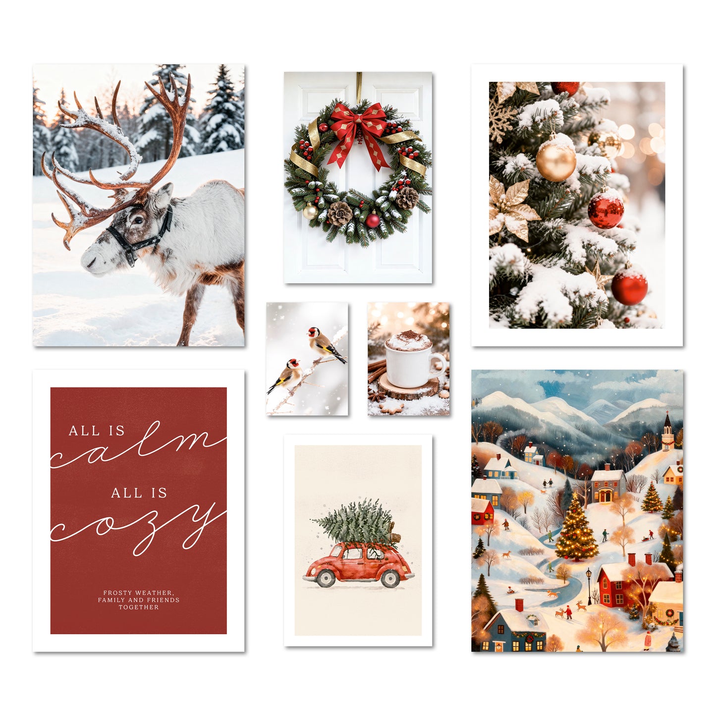 Poster Set - CHRISTMAS HOLIDAYS - Deko Wandbilder Weihnachten Winter