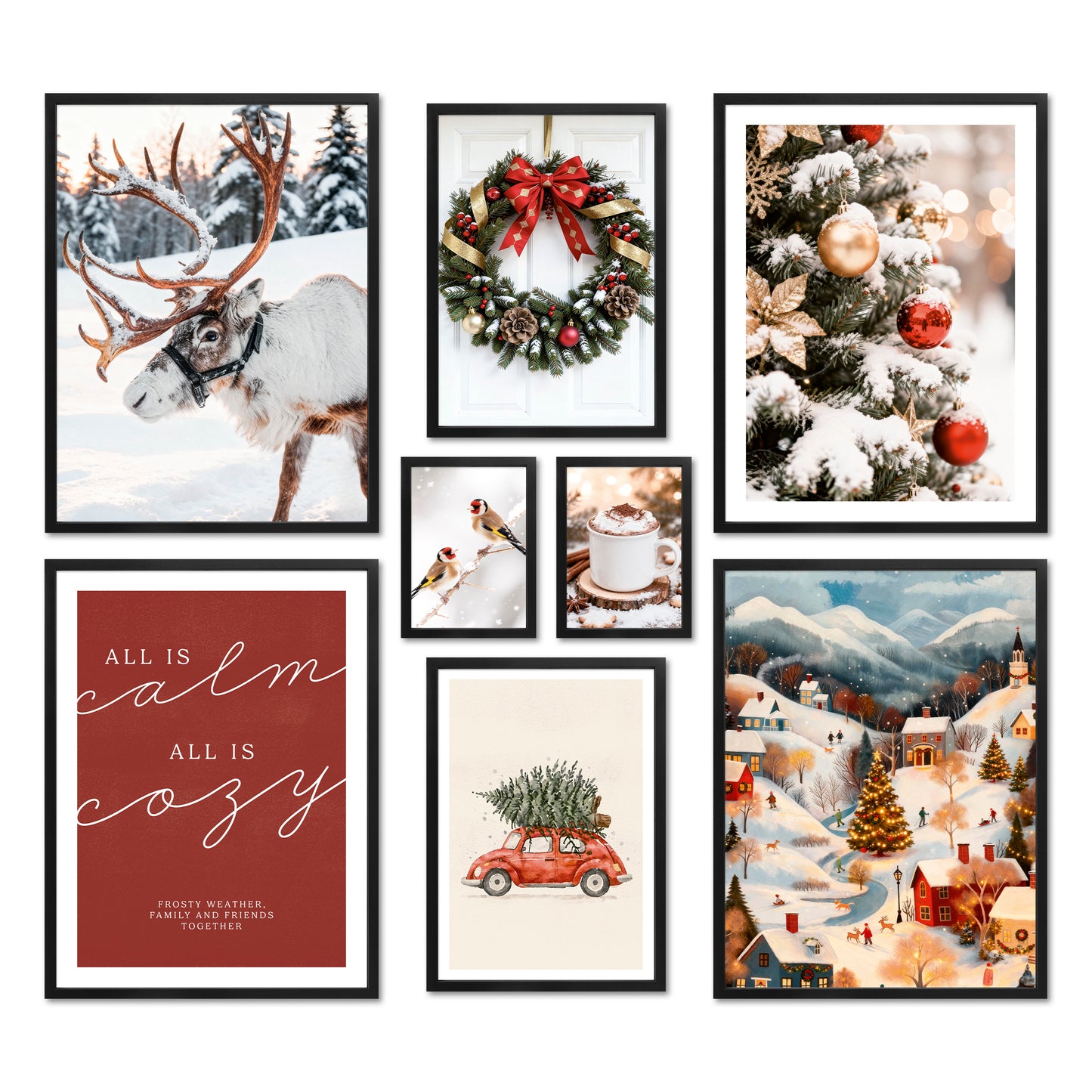 Poster Set - CHRISTMAS HOLIDAYS - Deko Wandbilder Weihnachten Winter