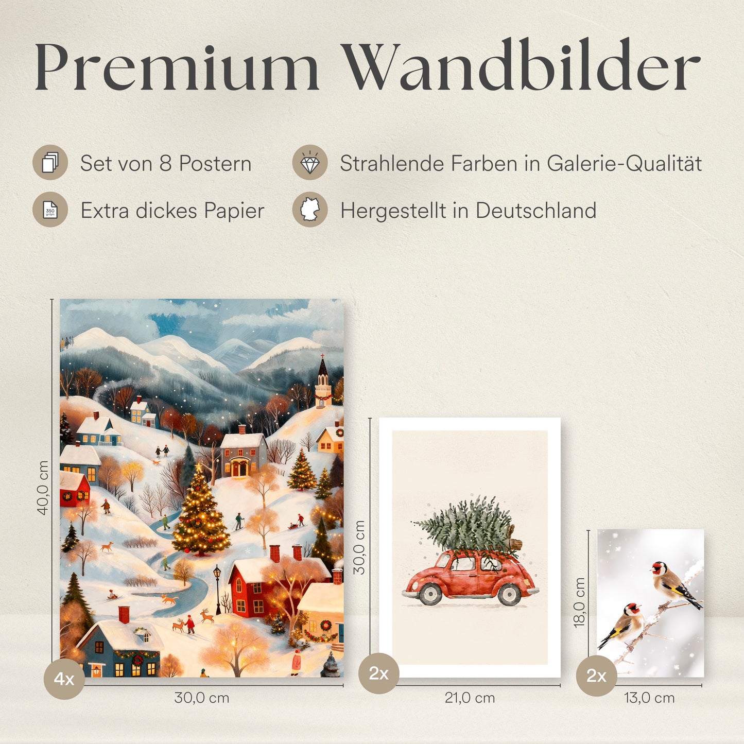 Poster Set - CHRISTMAS HOLIDAYS - Deko Wandbilder Weihnachten Winter