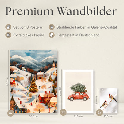 Poster Set - CHRISTMAS HOLIDAYS - Deko Wandbilder Weihnachten Winter