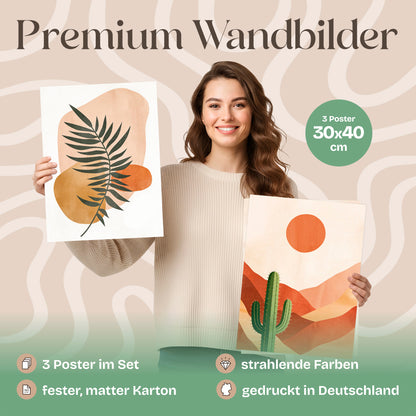 Poster Set Abstract Boho Trio Bilderwand Wandbilder Boho ARTFAVES
