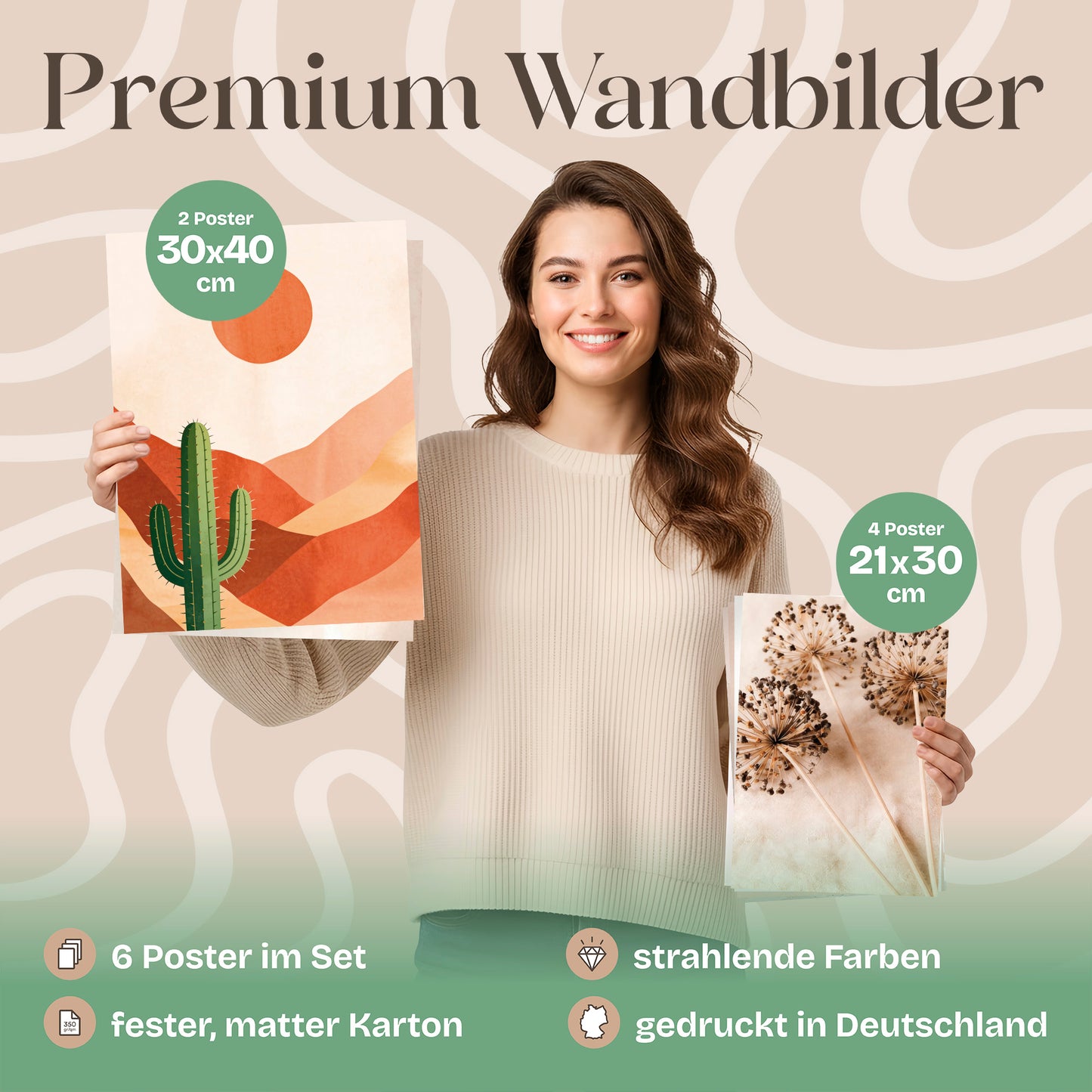 Poster Set Abstract Boho Bilderwand Wandbilder Boho ARTFAVES