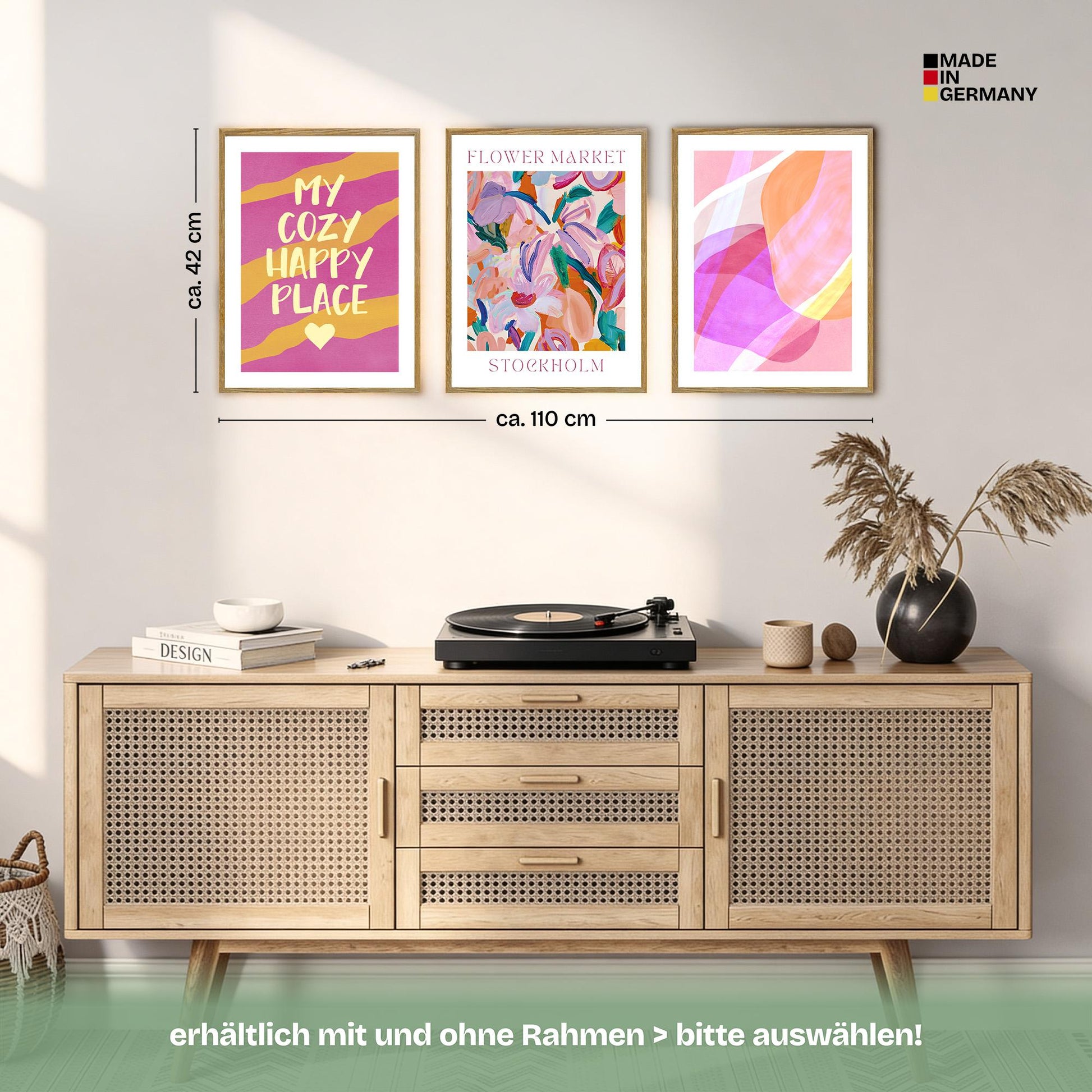 Poster Set Abstract Dopamine Art Trio Bilderwand Wandbilder Abstrakte-Kunst ARTFAVES