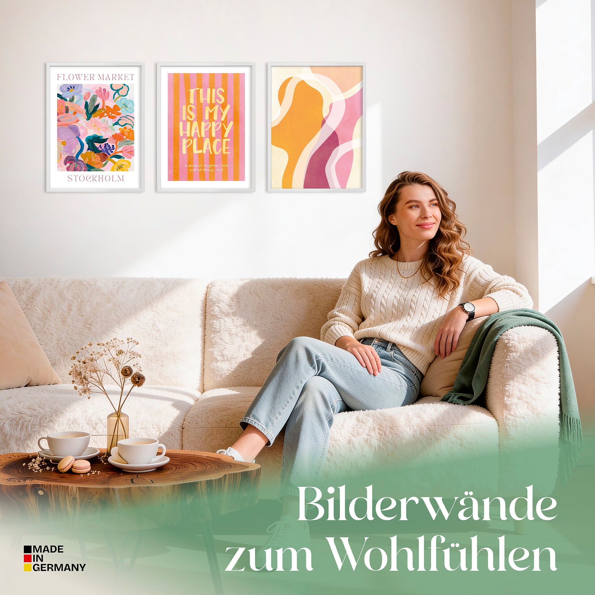 Poster Set Abstract Dopamine Art Trio Bilderwand Wandbilder Abstrakte-Kunst ARTFAVES