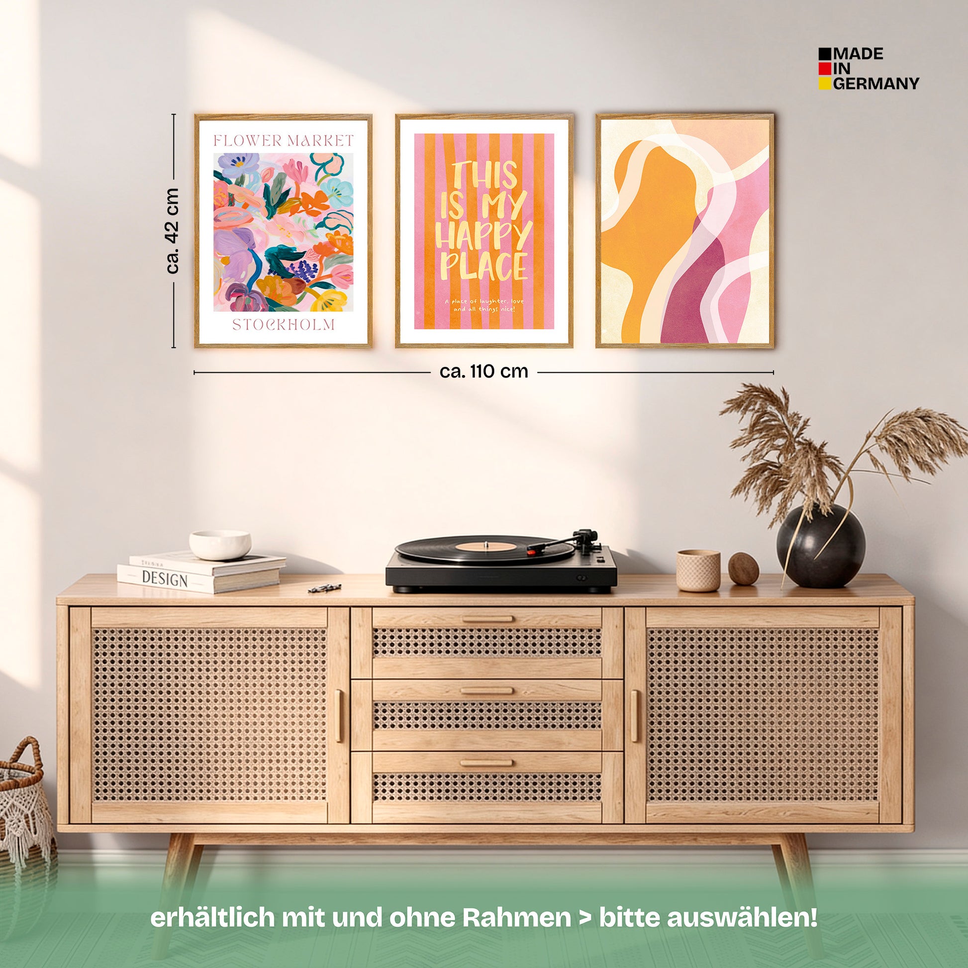 Poster Set Abstract Dopamine Art Trio Bilderwand Wandbilder Abstrakte-Kunst ARTFAVES