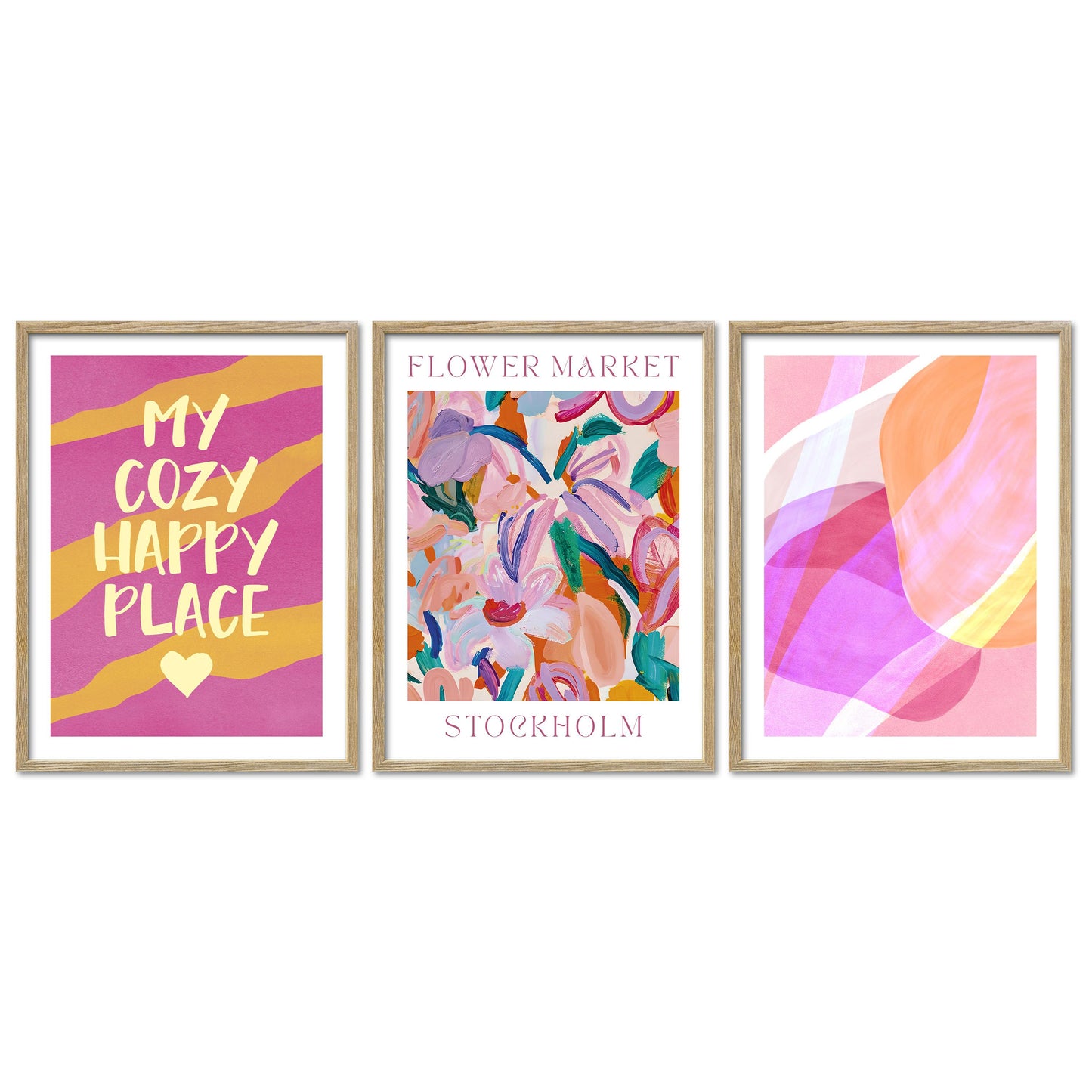 Poster Set Abstract Dopamine Art Trio I mehrteilige Bilderwand I Wandbilder Abstrakte-Kunst
