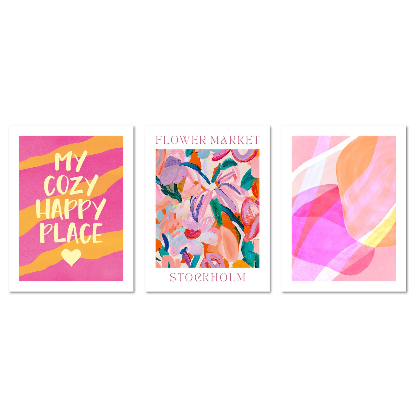 Poster Set Abstract Dopamine Art Trio I mehrteilige Bilderwand I Wandbilder Abstrakte-Kunst