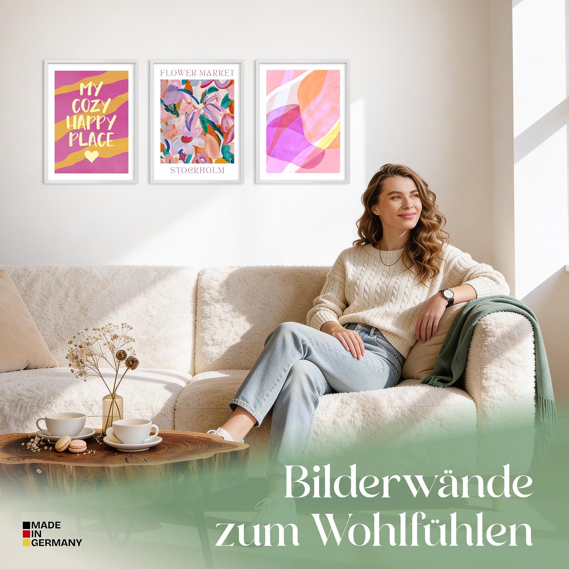 Poster Set Abstract Dopamine Art Trio Bilderwand Wandbilder Abstrakte-Kunst ARTFAVES