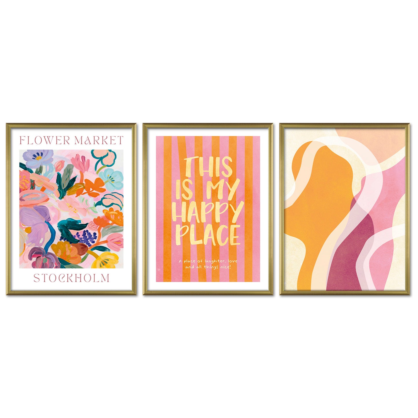 Poster Set Abstract Dopamine Art Trio I mehrteilige Bilderwand I Wandbilder Abstrakte-Kunst