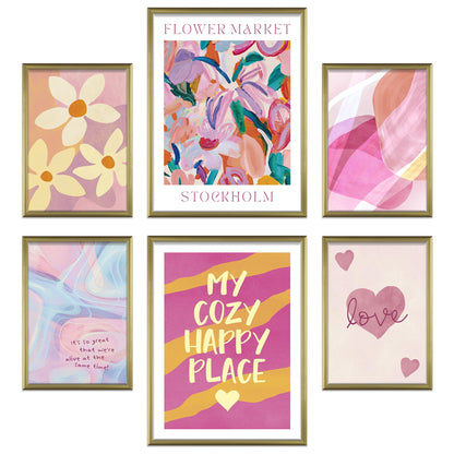 Poster Set Abstract Dopamine Art I mehrteilige Bilderwand I Wandbilder Abstrakte-Kunst