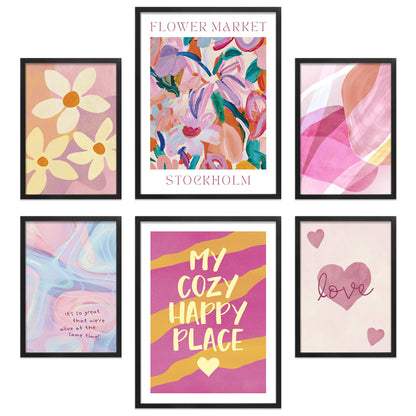 Poster Set Abstract Dopamine Art I mehrteilige Bilderwand I Wandbilder Abstrakte-Kunst