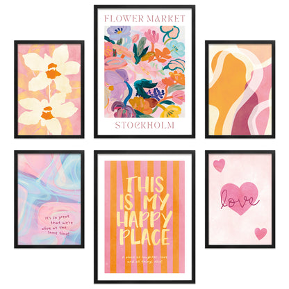 Poster Set Abstract Dopamine Art I mehrteilige Bilderwand I Wandbilder Abstrakte-Kunst