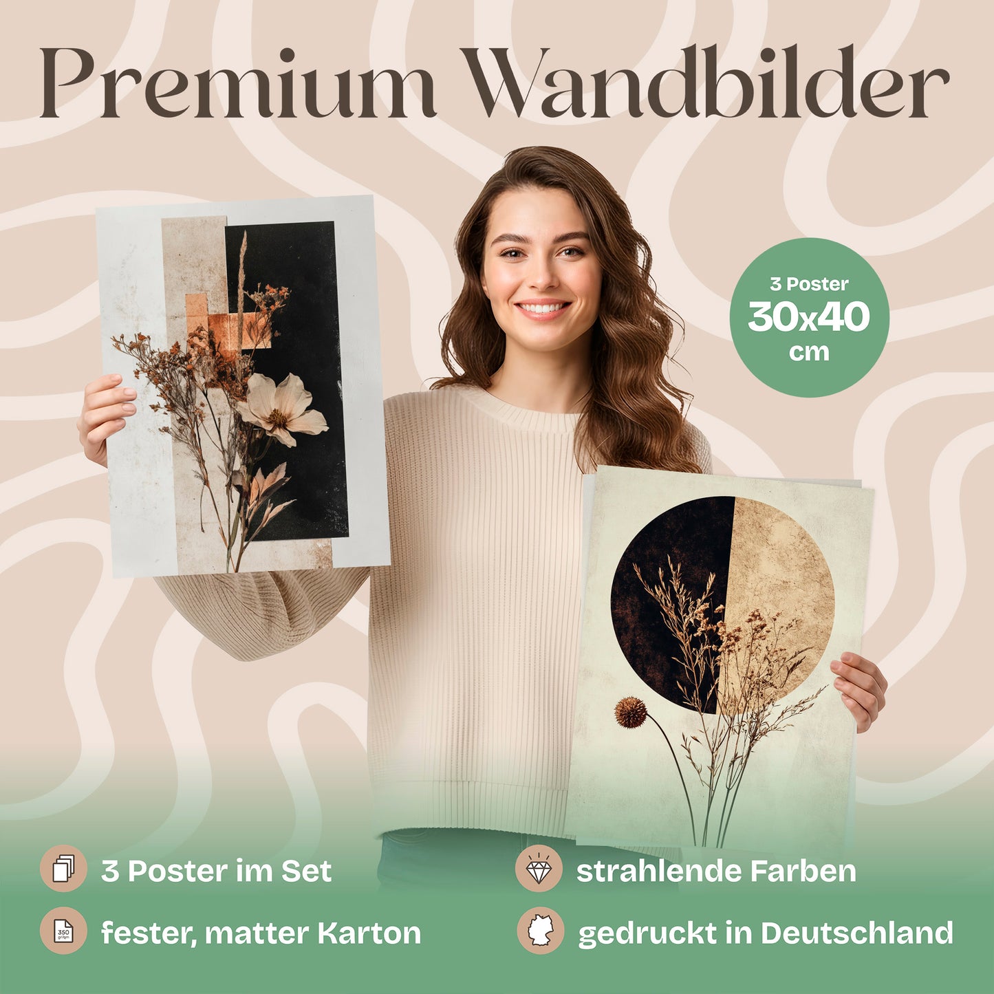 Poster Set Abstract Flower Art 1 Bilderwand Wandbilder Trockeblumen ARTFAVES