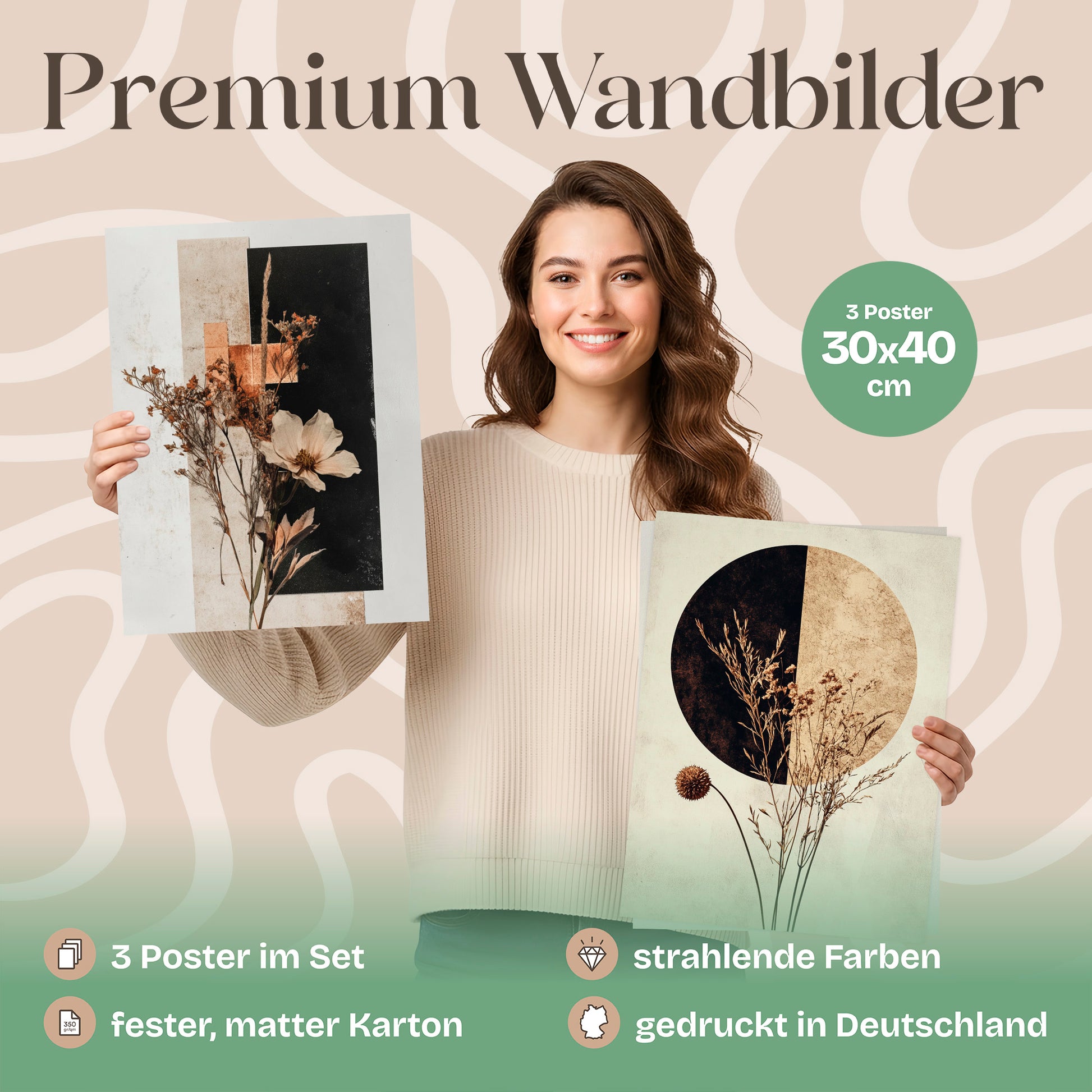 Poster Set Abstract Flower Art 1 Bilderwand Wandbilder Trockeblumen ARTFAVES