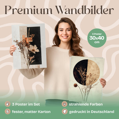 Poster Set Abstract Flower Art 1 Bilderwand Wandbilder Trockeblumen ARTFAVES