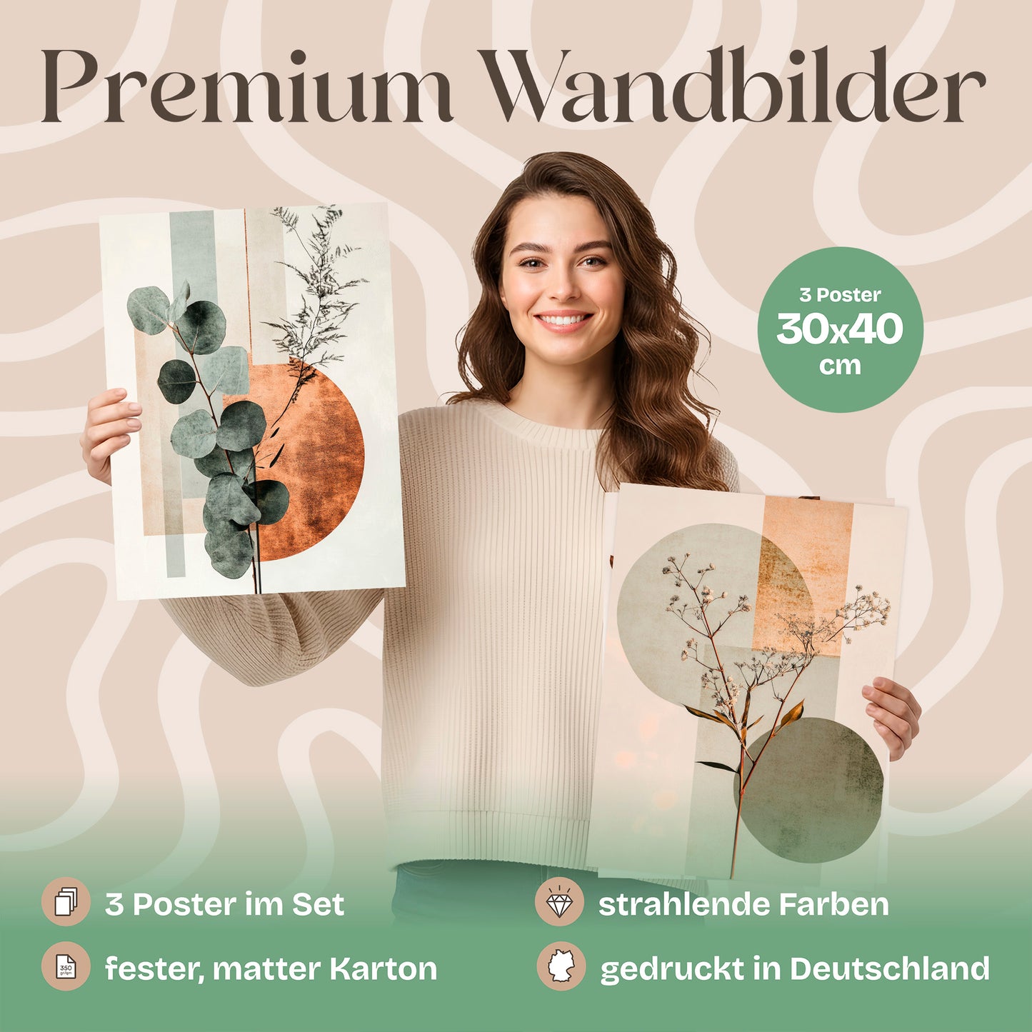 Poster Set Abstract Flower Art 2 Bilderwand Wandbilder Trockeblumen ARTFAVES