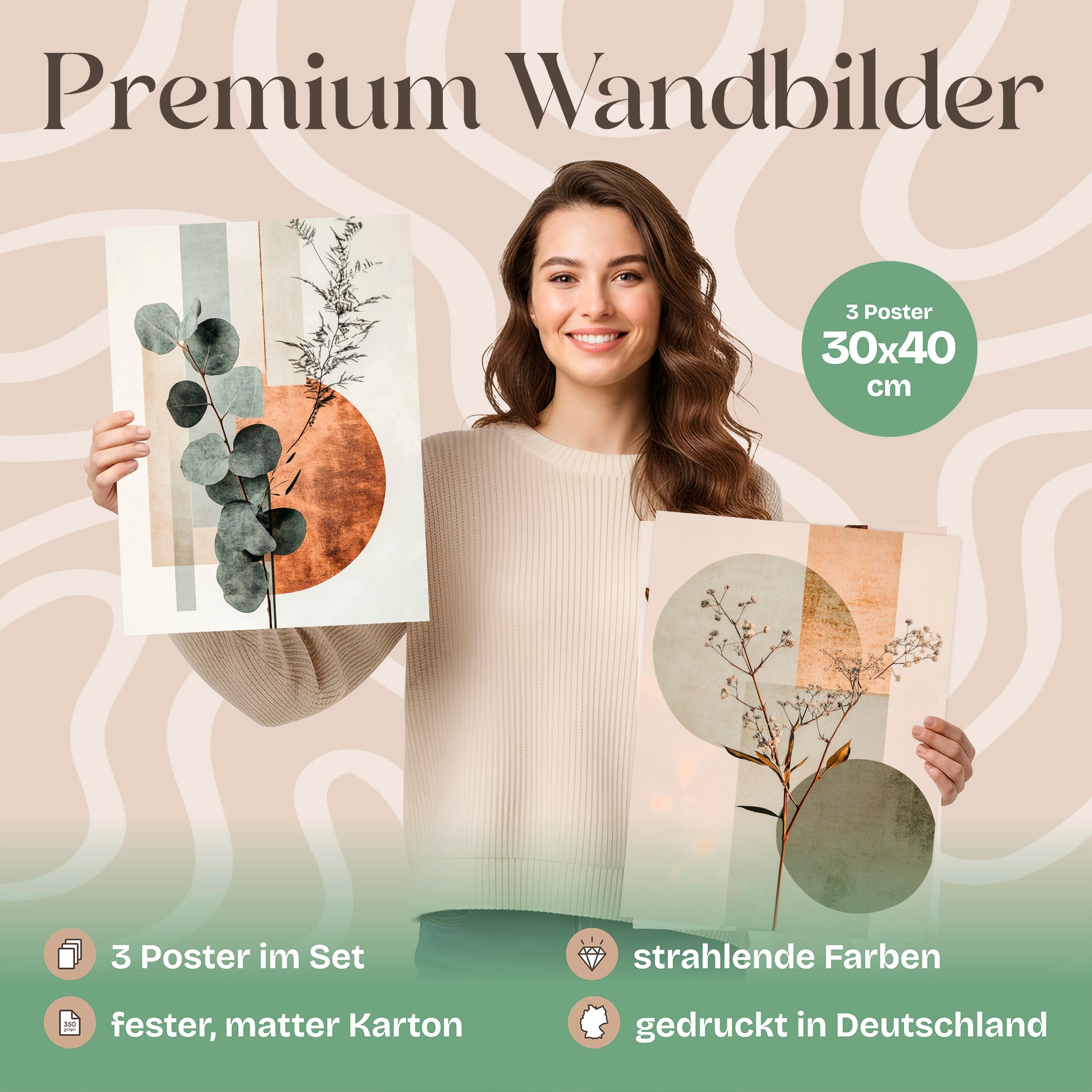 Poster Set Abstract Flower Art 2 Bilderwand Wandbilder Trockeblumen ARTFAVES