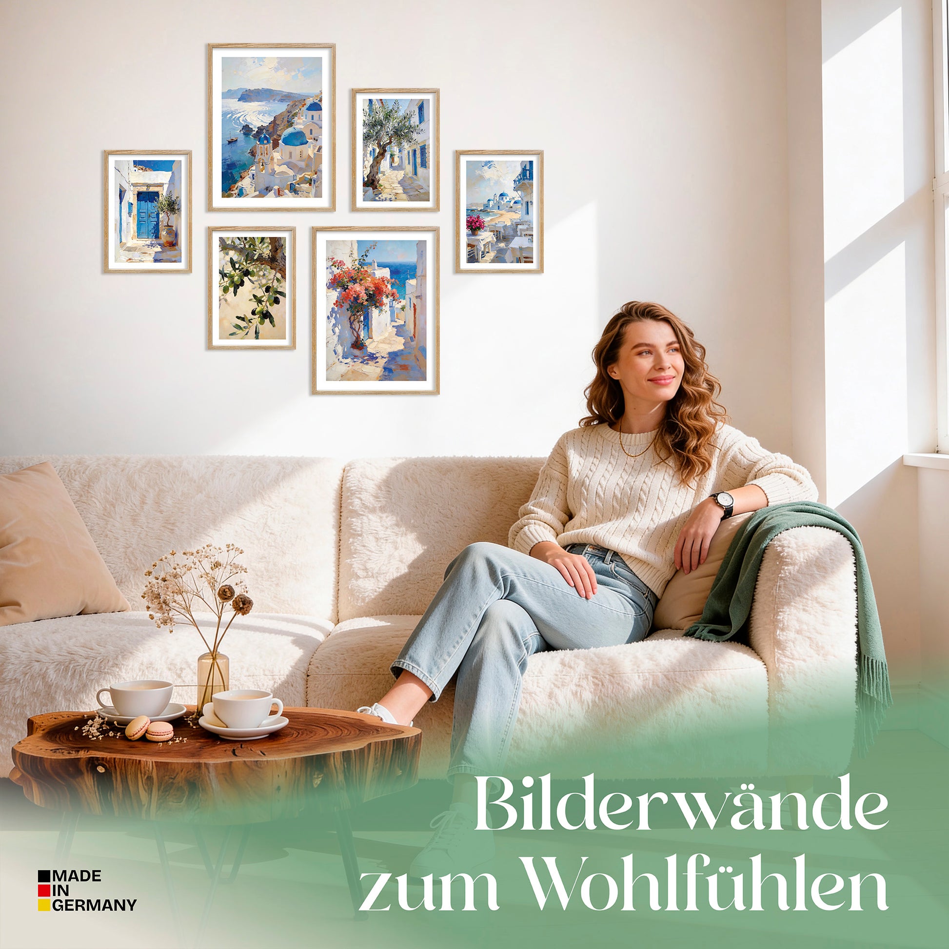 Poster Set Abstract Greece Bilderwand Wandbilder Santorini ARTFAVES