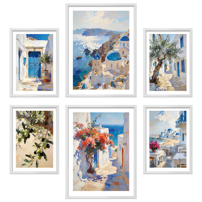 Poster Set Abstract Greece I mehrteilige Bilderwand I Wandbilder Santorini