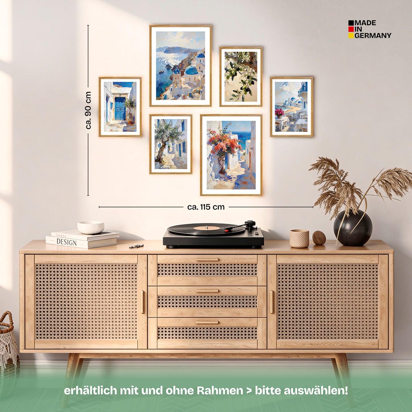 Poster Set Abstract Greece Bilderwand Wandbilder Santorini ARTFAVES