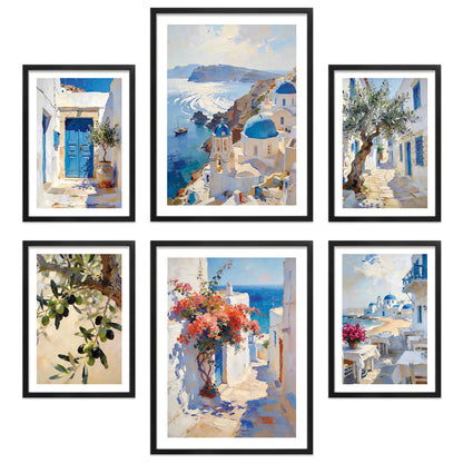 Poster Set Abstract Greece I mehrteilige Bilderwand I Wandbilder Santorini
