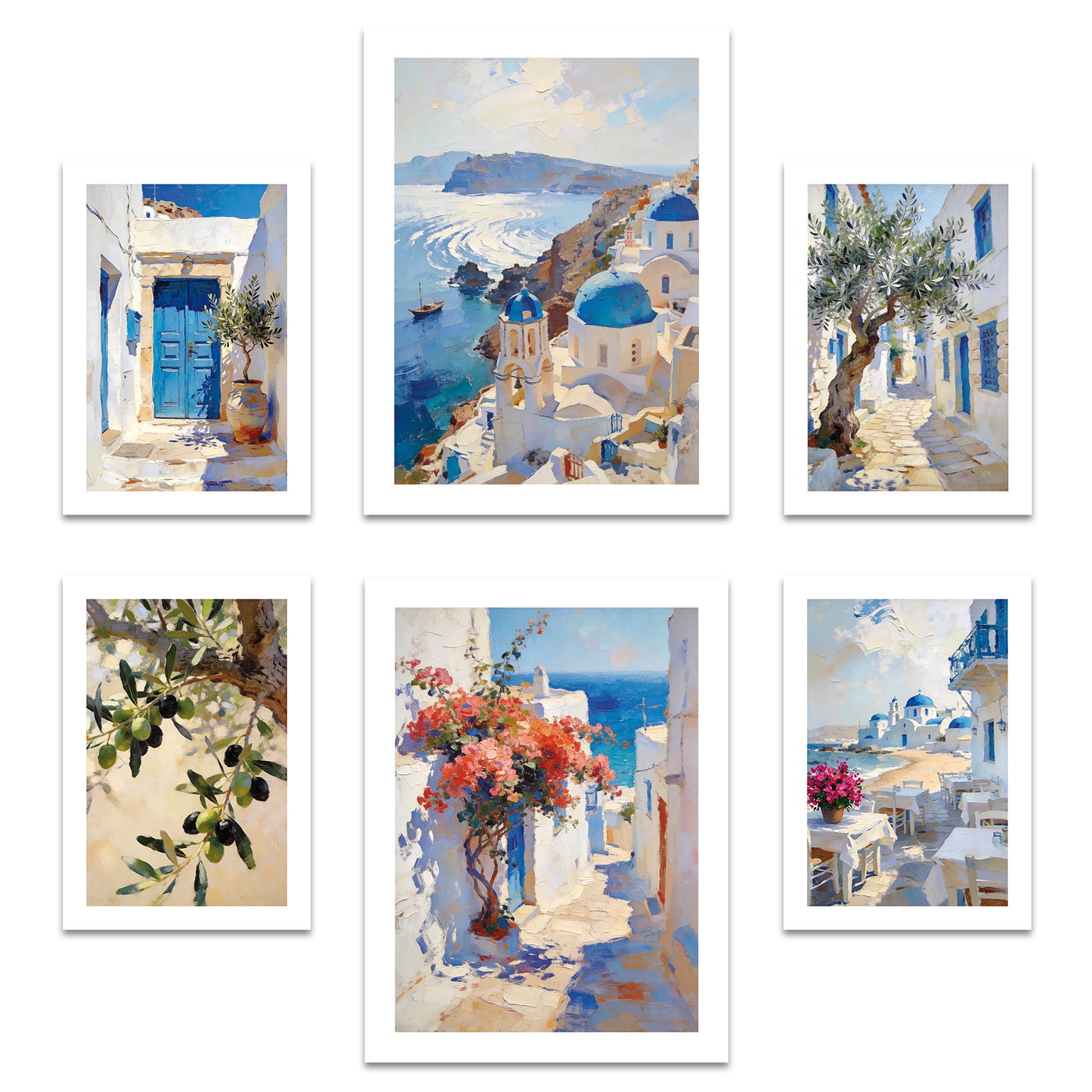 Poster Set Abstract Greece I mehrteilige Bilderwand I Wandbilder Santorini