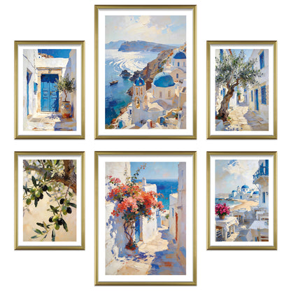 Poster Set Abstract Greece I mehrteilige Bilderwand I Wandbilder Santorini