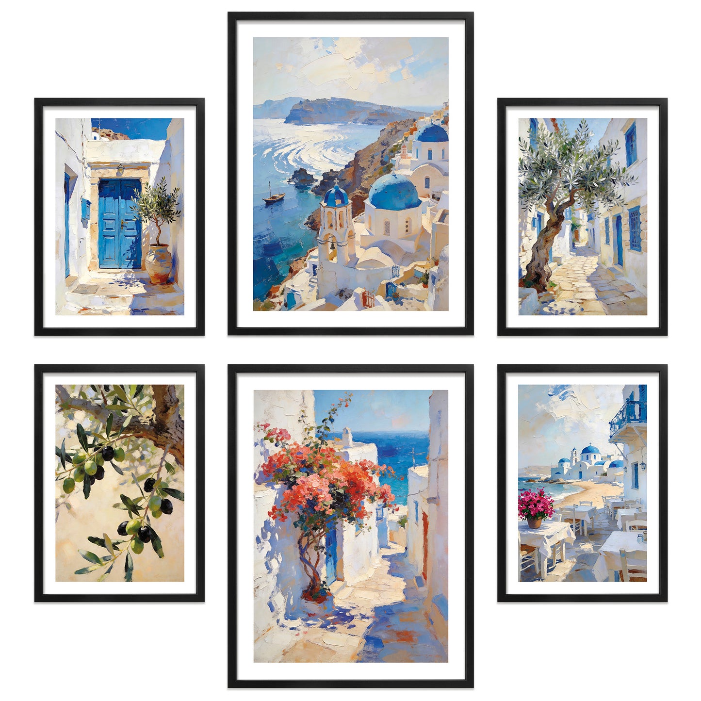 Poster Set Abstract Greece I mehrteilige Bilderwand I Wandbilder Santorini