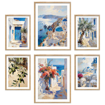 Poster Set Abstract Greece Bilderwand Wandbilder Santorini ARTFAVES