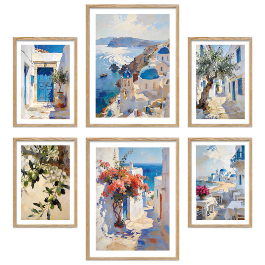 Poster Set Abstract Greece Bilderwand Wandbilder Santorini ARTFAVES